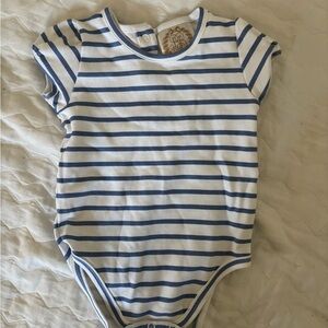 Striped Blue and White Beaufort Bonnet Company Pima Onesie